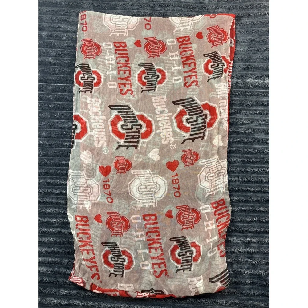 Ohio State Buckeye Infinity Scarf‎ Scarlet/Gray Semi Sheer 36